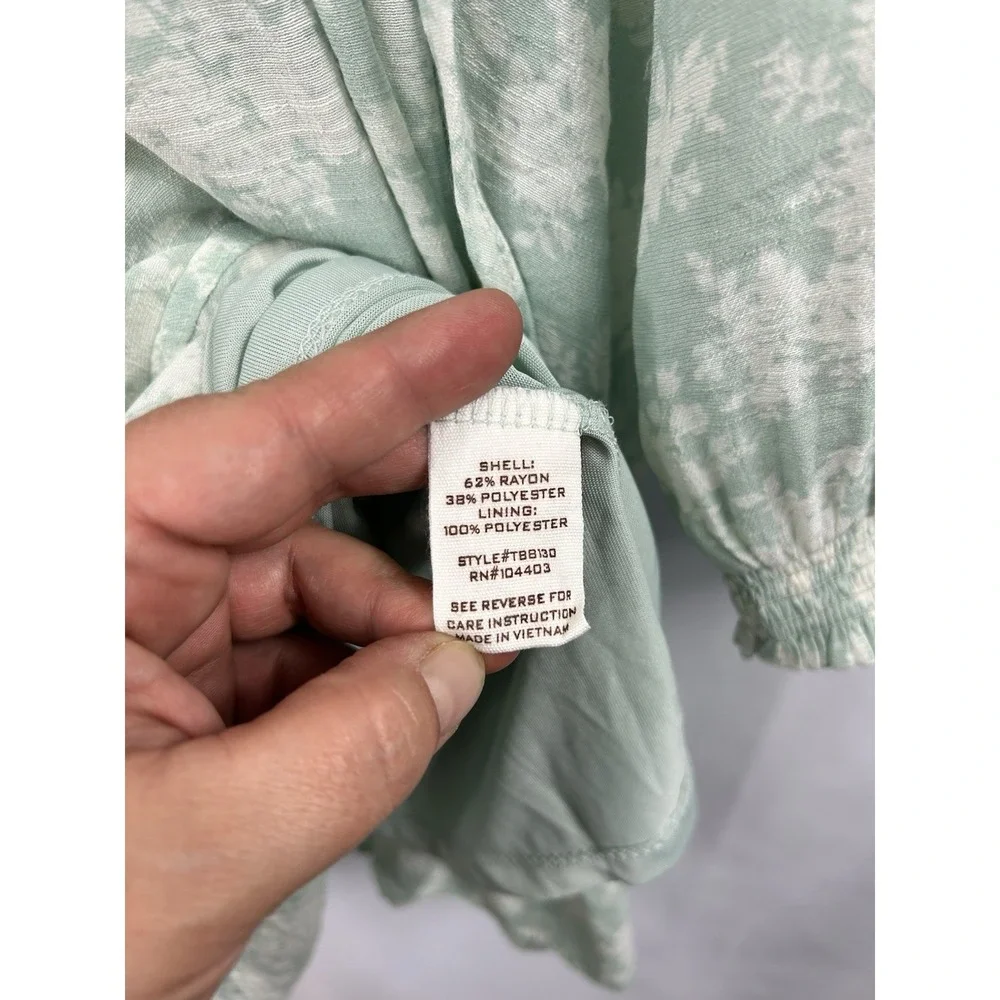 Blu Pepper Sage Green Floral Mini Dress‎ Medium Cottagecore Boho Ruffle Smocked - Picture 6 of 10
